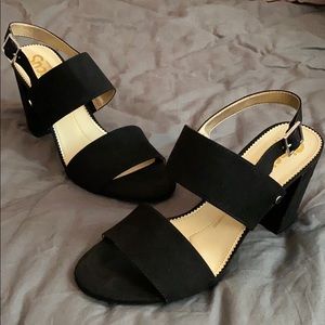 Black Suede Thick 3” Heel Pumps